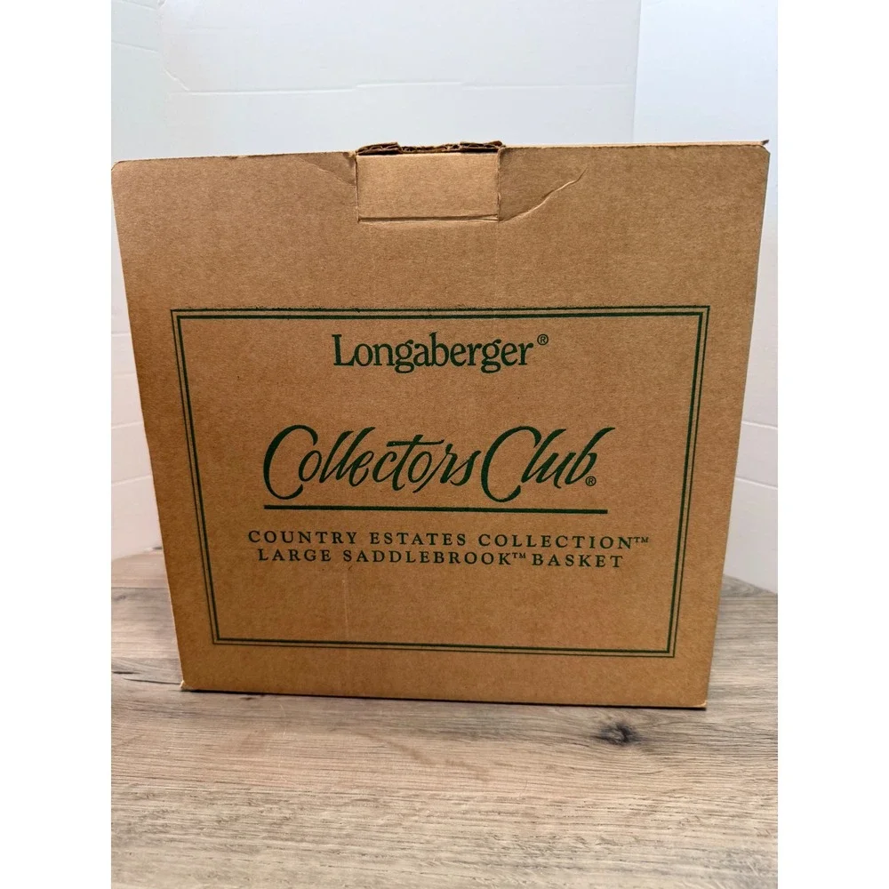 Longaberger 2000 Country Estates Lg. Saddlebrook Basket W/Protector, Strap & Tag